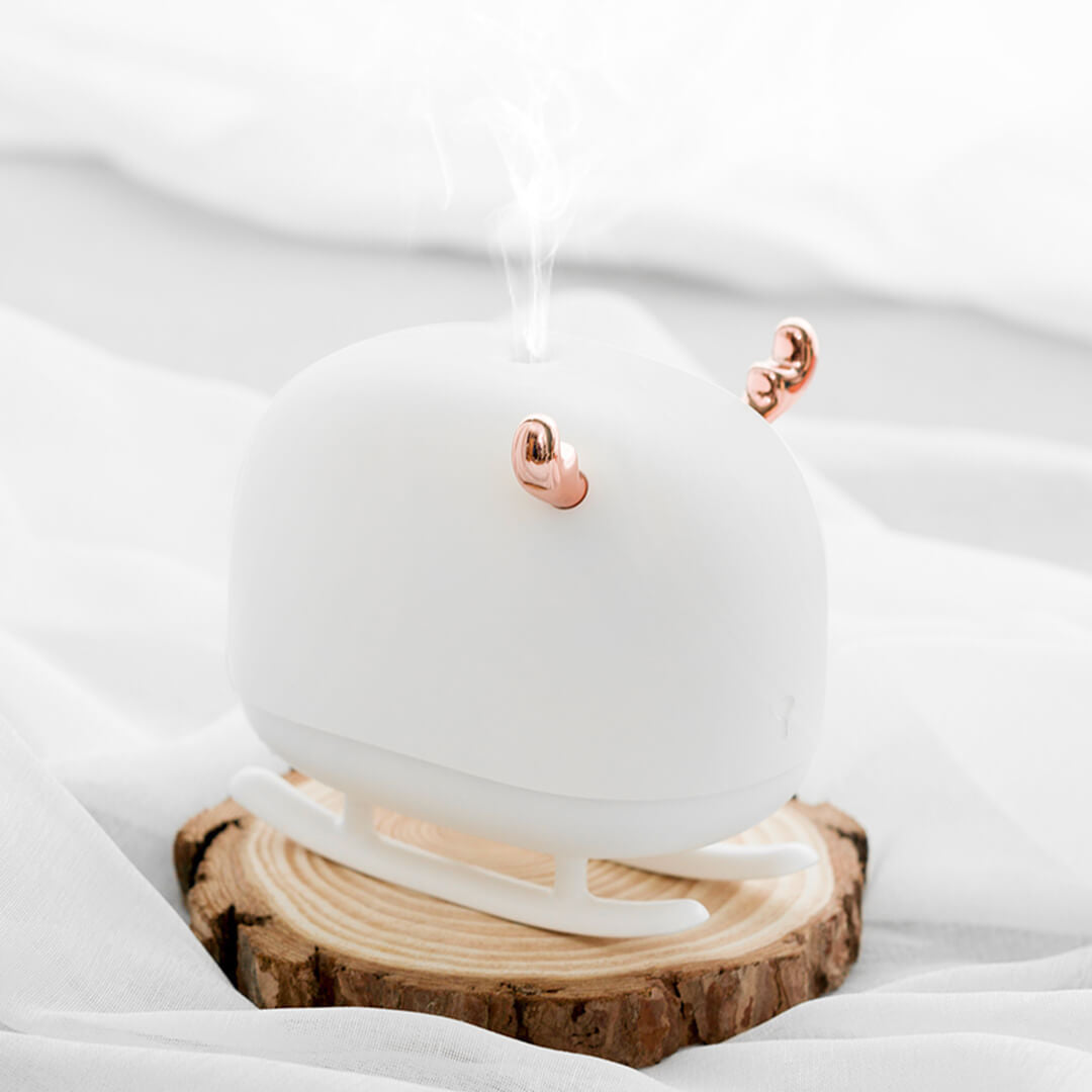 Humidificateur aromathérapie portable USB en forme de traîneau avec cerf.