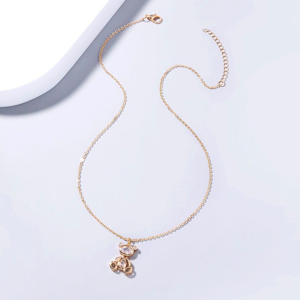 Collier pendentif en zircon avec un ours robot mignon croisé européen et américain, accessoires en zircon brillant, bijoux pour femmes