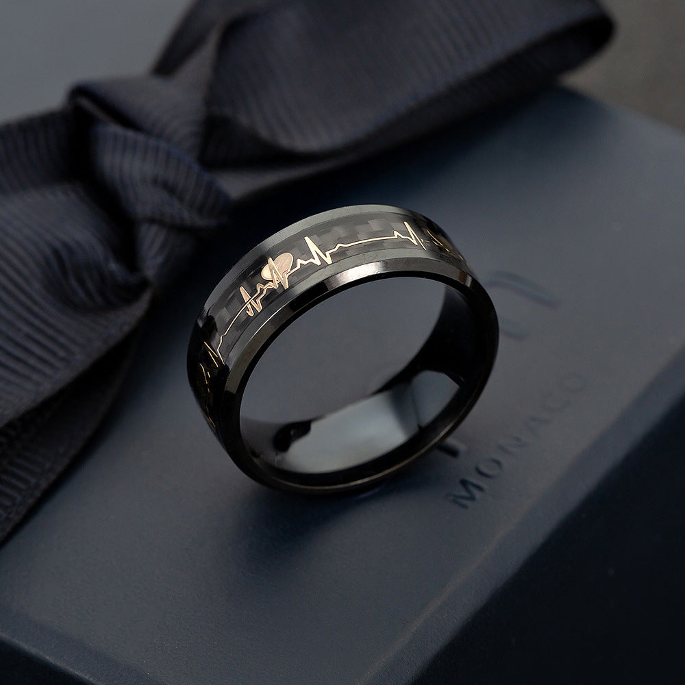 Carbon Fiber Couple Ring with ECG