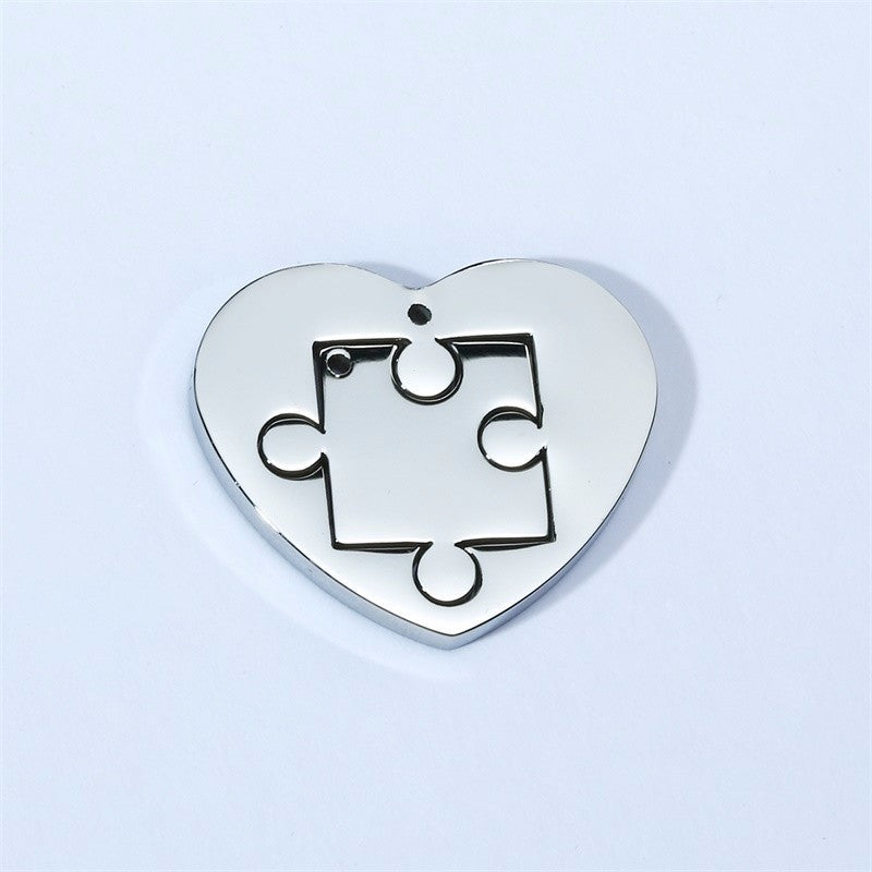 Stainless steel heart-shaped puzzle lovers pendant