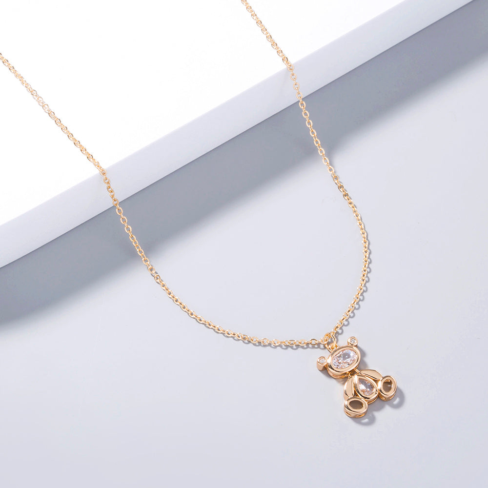 Collier pendentif en zircon avec un ours robot mignon croisé européen et américain, accessoires en zircon brillant, bijoux pour femmes