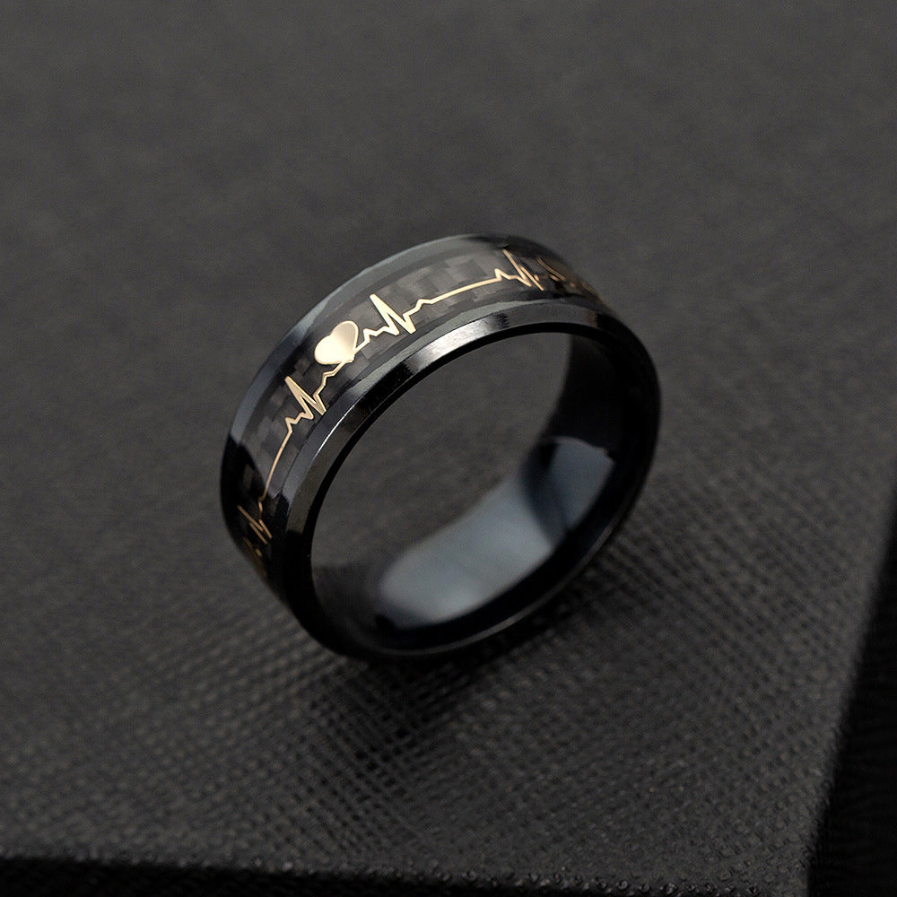 Carbon Fiber Couple Ring with ECG