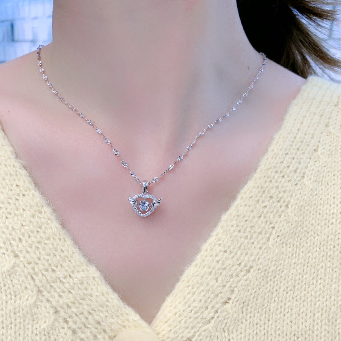 Collier en argent sterling S925 "Cœur Battant" pour femme - Amour tendre et romantique.