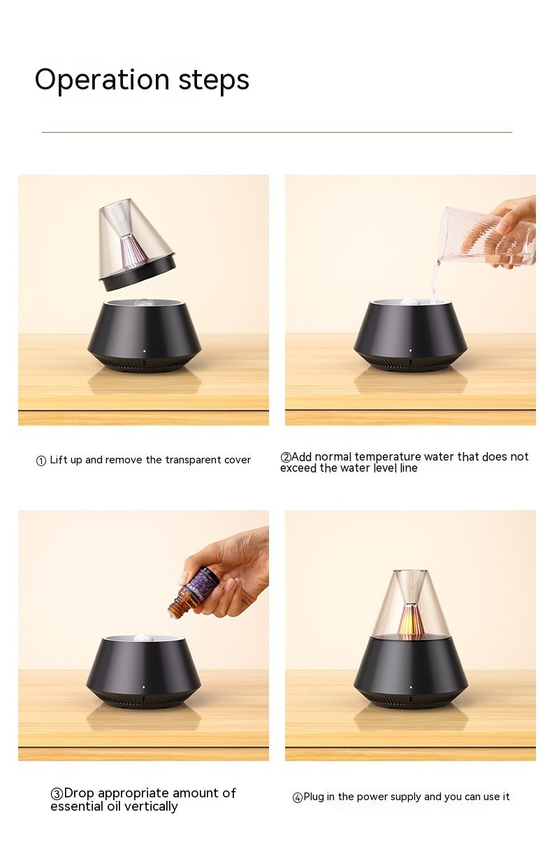 Diffuseur d'huiles essentielles par atomisation ultrasonique pour chambre à coucher, usage domestique.