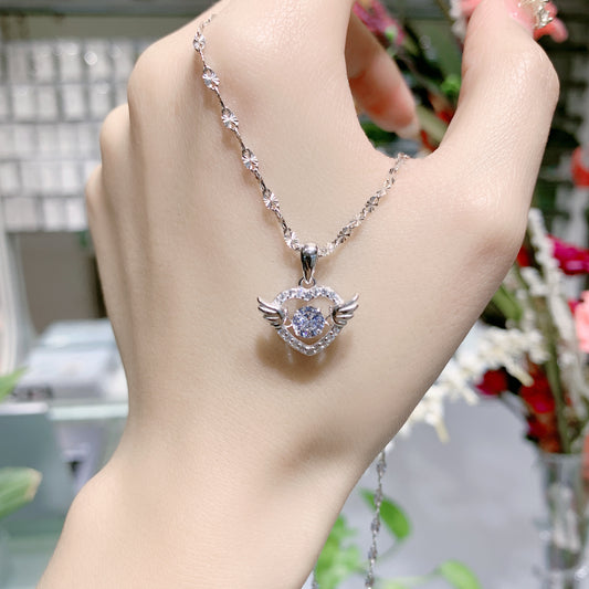 Collier en argent sterling S925 "Cœur Battant" pour femme - Amour tendre et romantique.