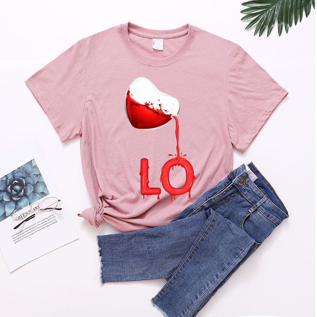 Pulls couple col rond amour rouge LOVE avec coutures, manches courtes décontractées pour hommes et femmes