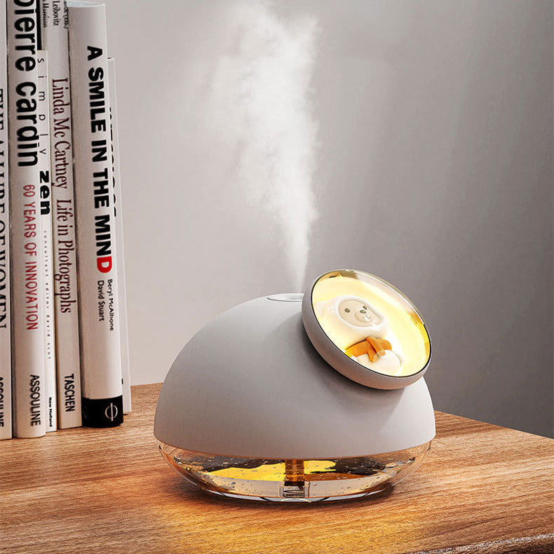 Humidificateur de Bureau avec Chargement USB, Lumière d'Ambiance et Fonction Silencieuse